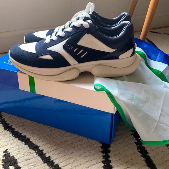 Tory Burch Sport Tennis Sneakers Blue White Shoes - Picture 2 of 10